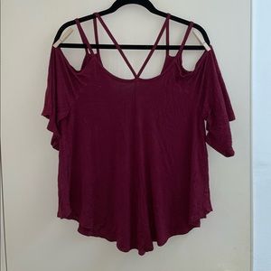 Maroon size L off-shoulder blouse